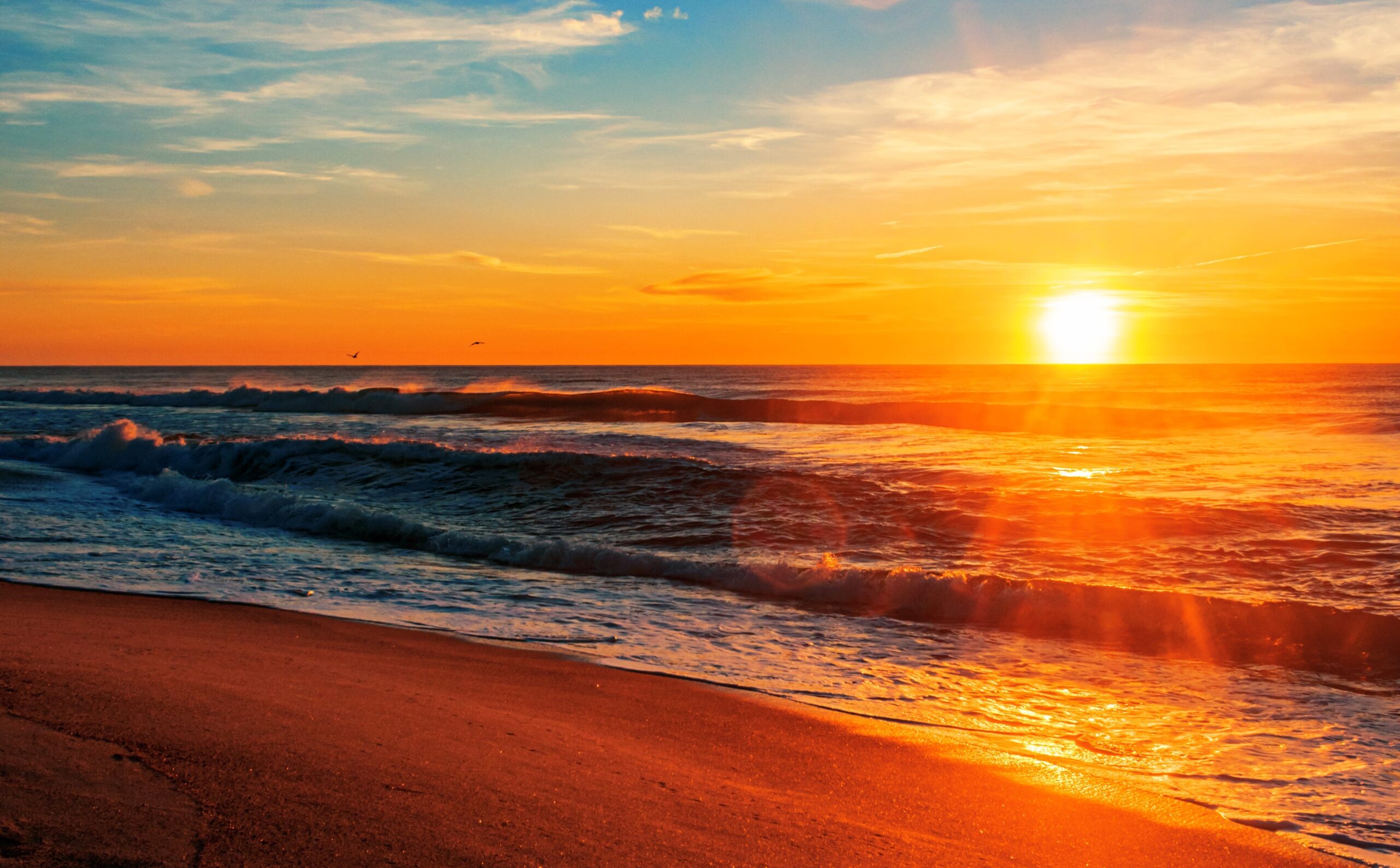 浜辺の夕日